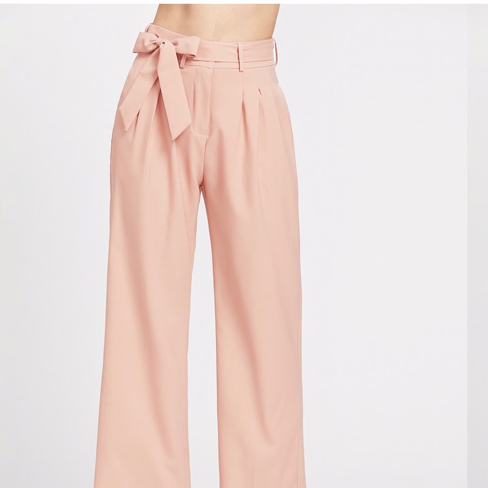 Self Tie Waist Wide Leg Pants - Picture 2 of 6